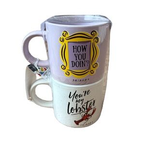 Friends TV Show You're My Lobster Coffee Cup Mugs "How You Doin" Set Of 2 NEW